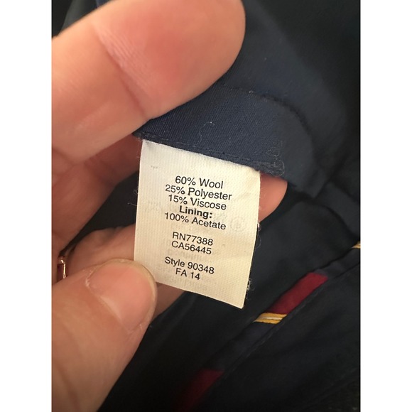 J Crew Bedford Men's Size 34x32 Wool Blend Dress Pants Navy Blue Herringbone - Picture 8 of 12